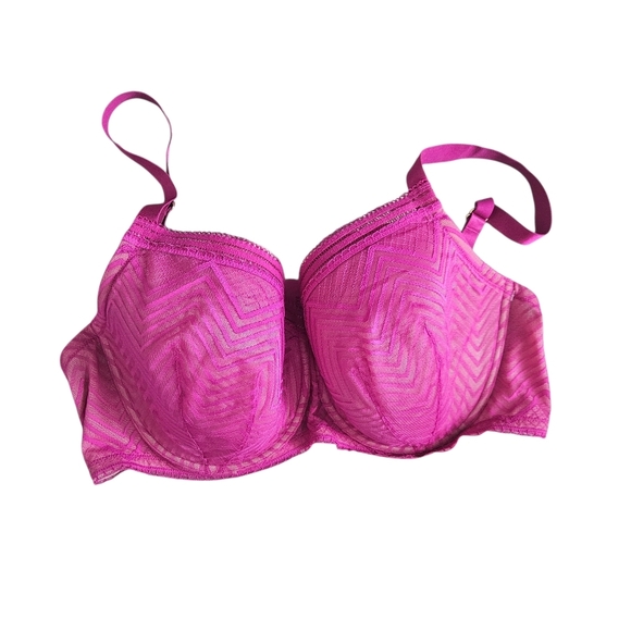 ThirdLove Graphic Mesh Demi Bra in Fuchsia Size 42D - Picture 2 of 6